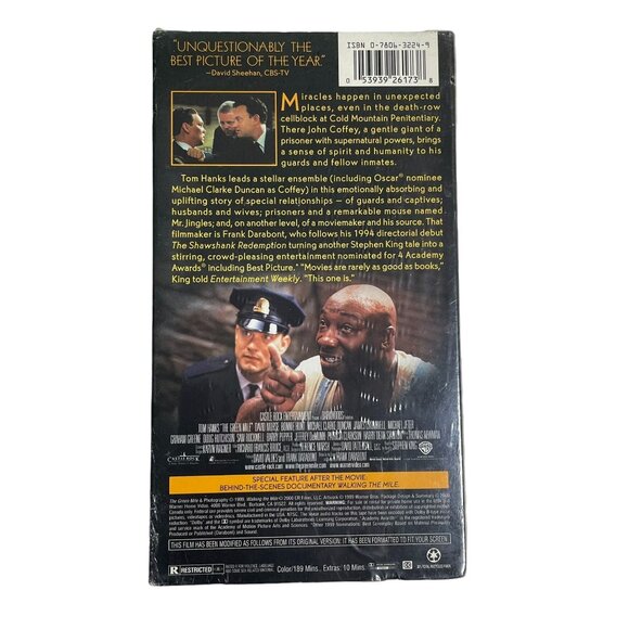Stephen Kings The Green Mile Supernatural Fantasy VHS 1999 R u Tom Hanks Michael - Picture 3 of 5